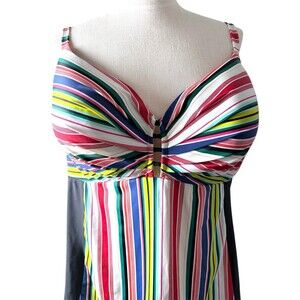 44DDD Underwire Swim Top By Cacique Lane Bryant Rainbow Stripe Tankini